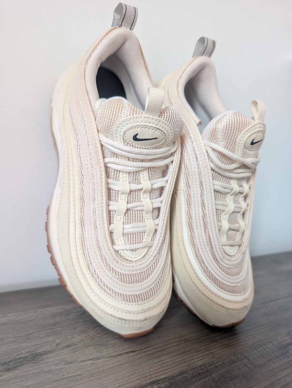 Nike Air Max 97 Shoes Womens Triple White Mesh Running Sneakers DC8133-991 Sz6.5